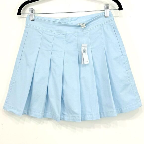 American Eagle Light Blue Pleated Mini Skirt NEW - Picture 1 of 13
